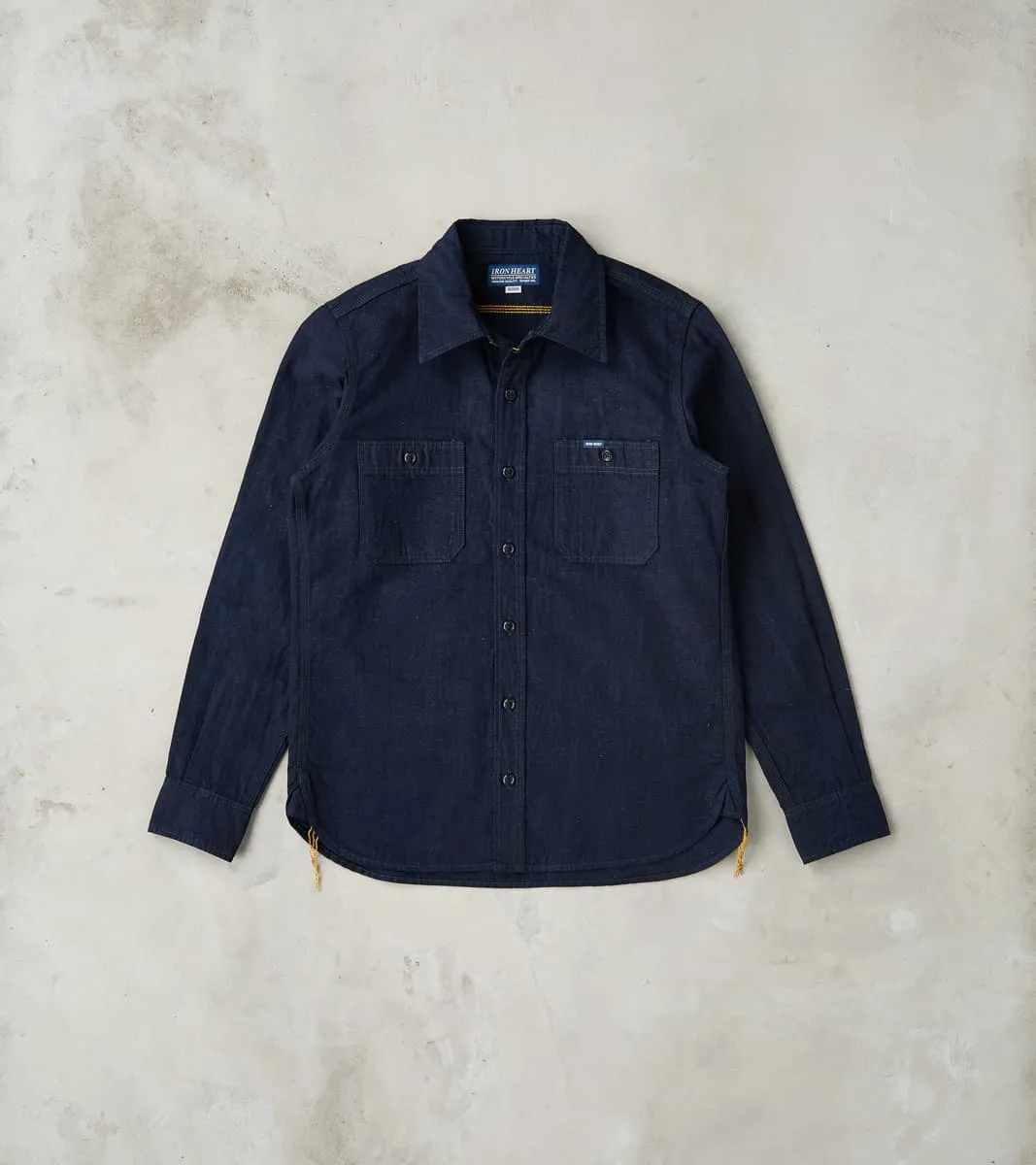 443-IND - Work Shirt - 7oz Indigo Cotton Linen Chambray sold by Division Road