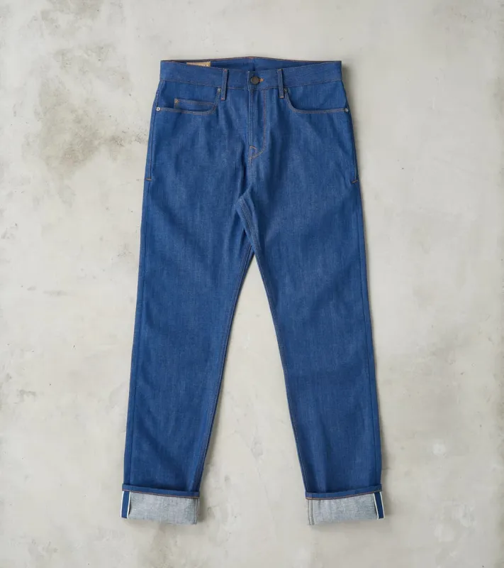 Portola - Classic Tapered - 12oz Vintage Blue Broken Twill made by Freenote Cloth