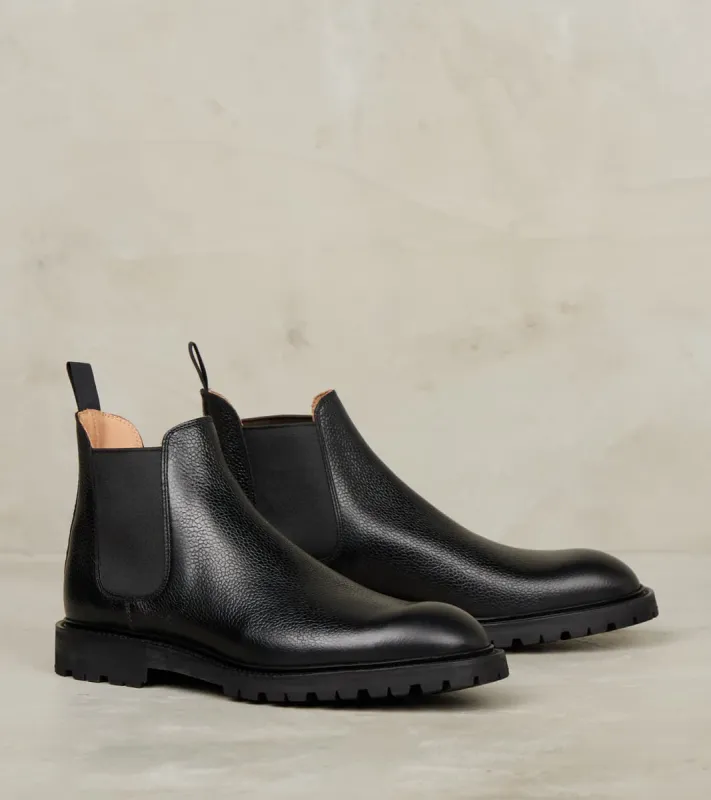 Chelsea 11 - 335 - Vibram Carrarmato - Black Scotch Grain Calf made by Crockett & Jones