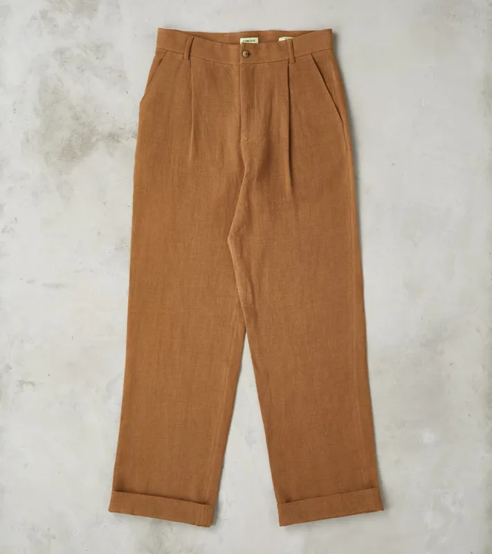 Belgium Linen & Wool Grandad Trouser - Cinnamon made by De Bonne Facture