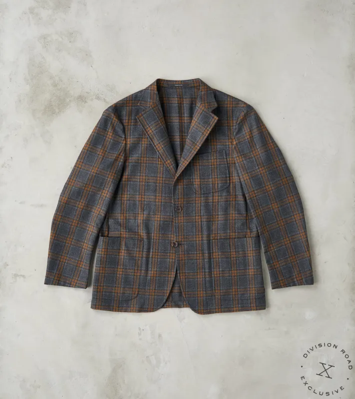 Simple Jacket- Marling & Evans® British Plaid Wool Flannel - Charcoal & Chestnut made by Gitman Brothers