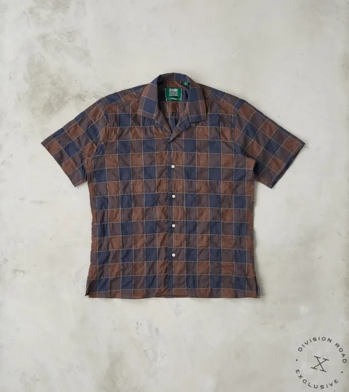 Japanese Organic Cotton Voile Checked Camp - Brown made by Gitman Brothers