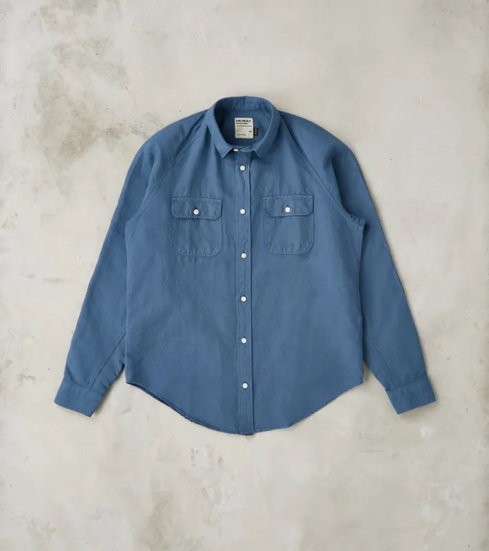 Arbeitshemd Work Shirt - Garment Dyed Cotton Hemp - Trail Blue made by Heimat Textil