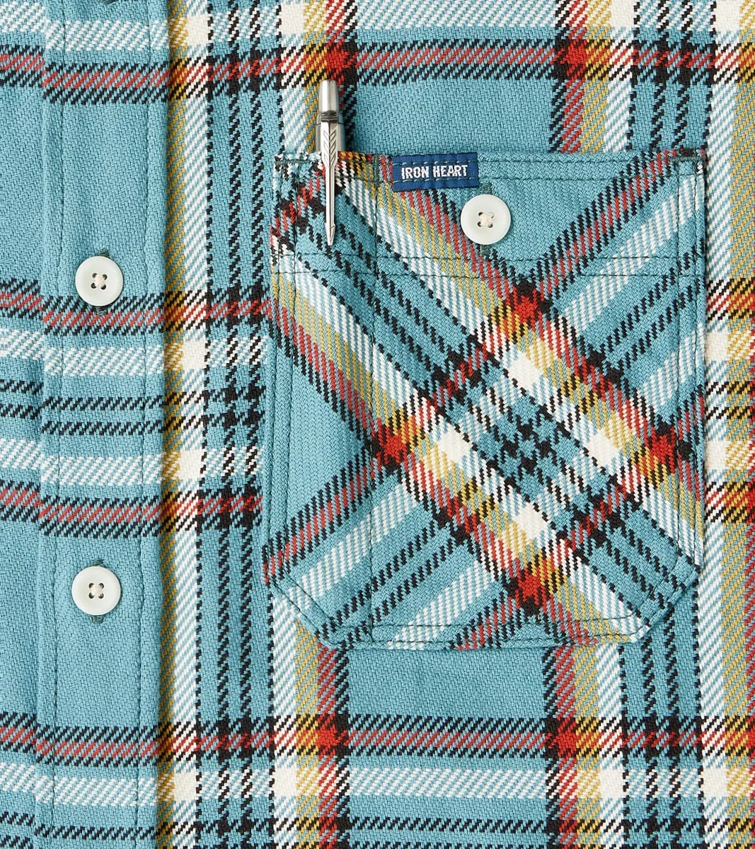 442-SAX - Work Shirt - 9oz Selvedge Flannel Sax Blue Check sold by Division Road product image thumbnail 5