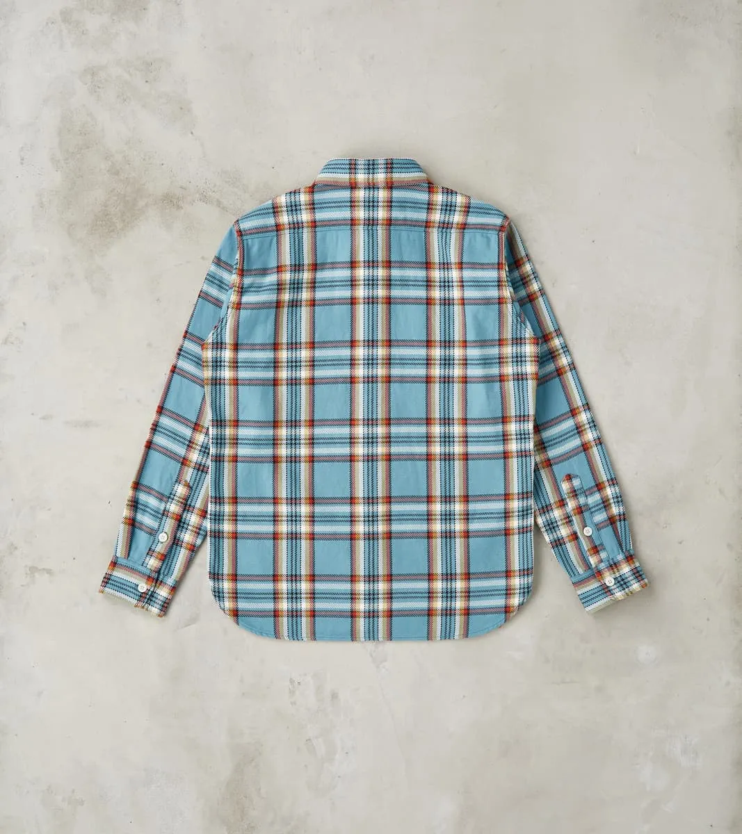 442-SAX - Work Shirt - 9oz Selvedge Flannel Sax Blue Check sold by Division Road product image thumbnail 2