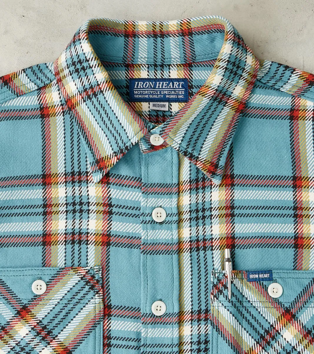 442-SAX - Work Shirt - 9oz Selvedge Flannel Sax Blue Check sold by Division Road product image thumbnail 3