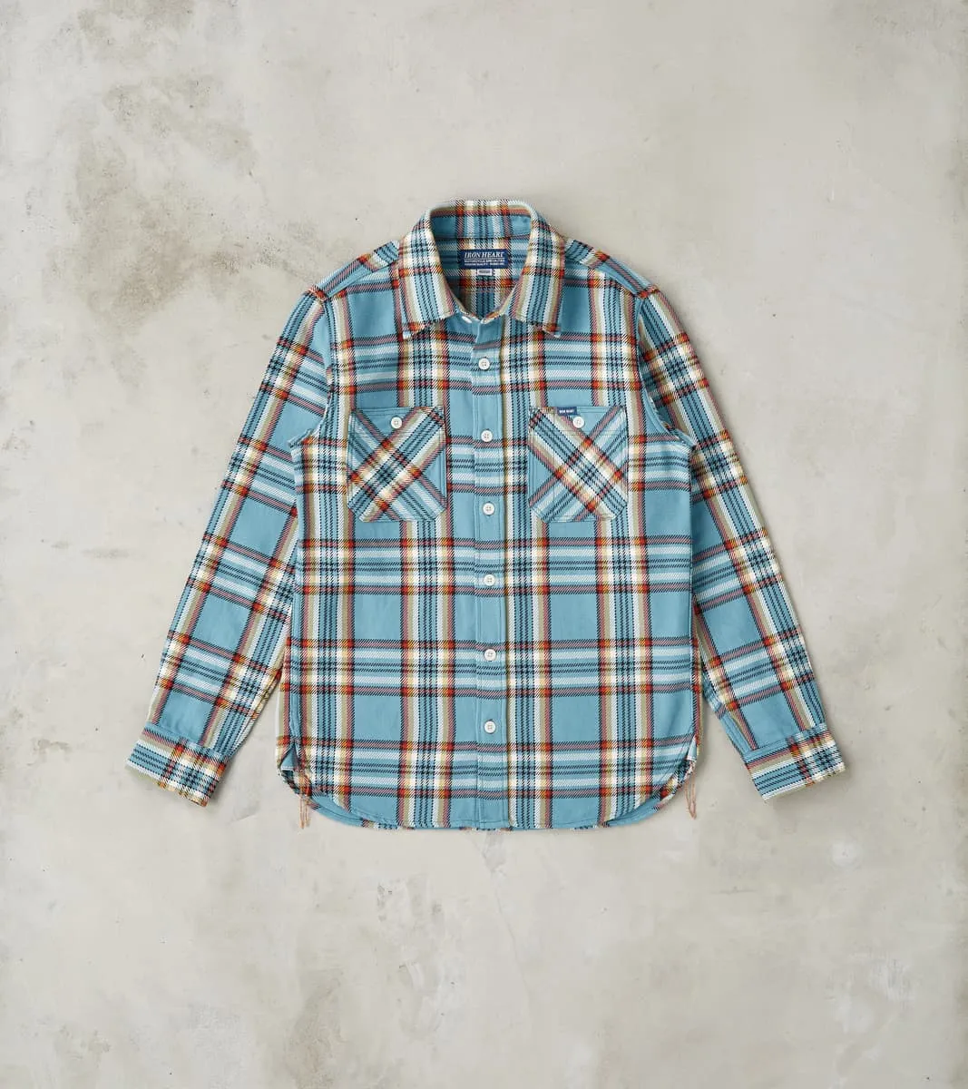 442-SAX - Work Shirt - 9oz Selvedge Flannel Sax Blue Check sold by Division Road