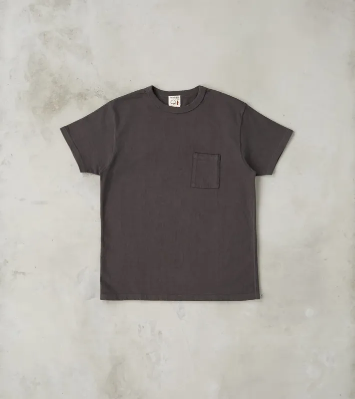 SJST-SC03 Japanese Cotton Short Sleeve Pocket T-Shirt - Kuromame made by Samurai Jeans