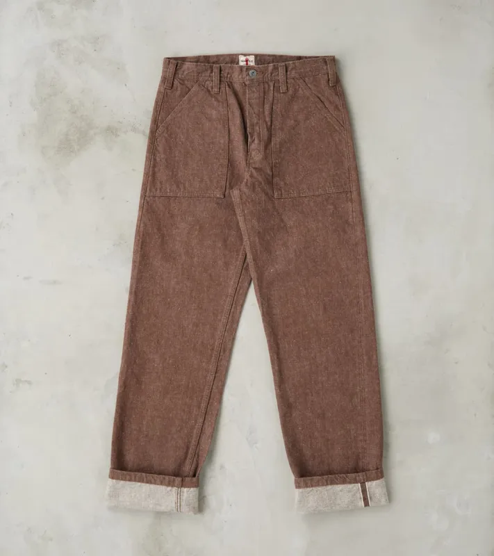 SJ52BR 15oz Selvedge Denim Kanoko Brown Baker Pant - Regular Straight made by Samurai Jeans