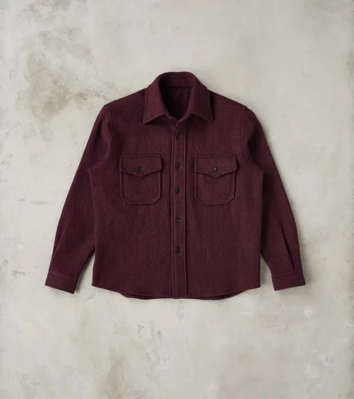 Kenny Overshirt - Burgundy Boiled Wool Twill made by Fortela