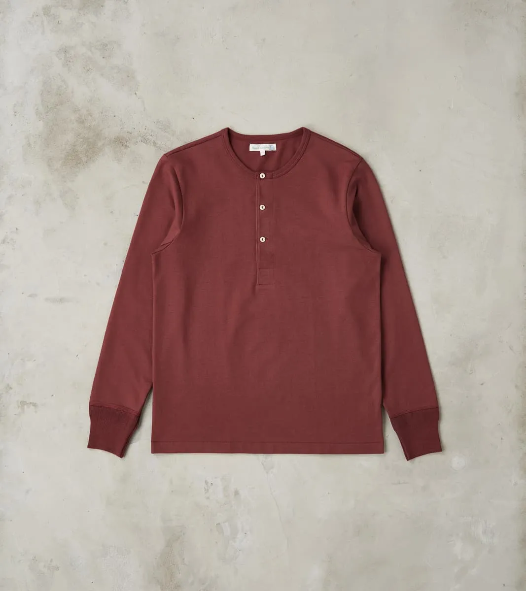 2M06 Good Originals - 6.8oz Vintage Machine 2-Thread Henley - 506 Burgundy sold by Division Road