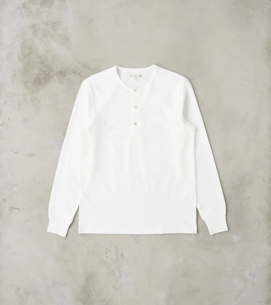 2M06 Good Originals - 6.8oz Vintage Machine 2-Thread Henley - 01 White sold by Division Road