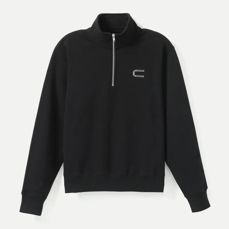 Corpsware Quarter Zip Sweater - Frame Logo - Black made by DSPTCH