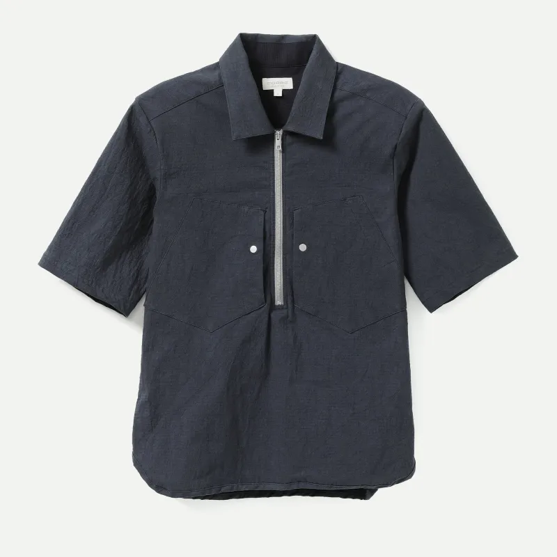 Corpsware Half Zip Short Sleeve Work Shirt - Sun Dried Ripstop - Navy made by DSPTCH