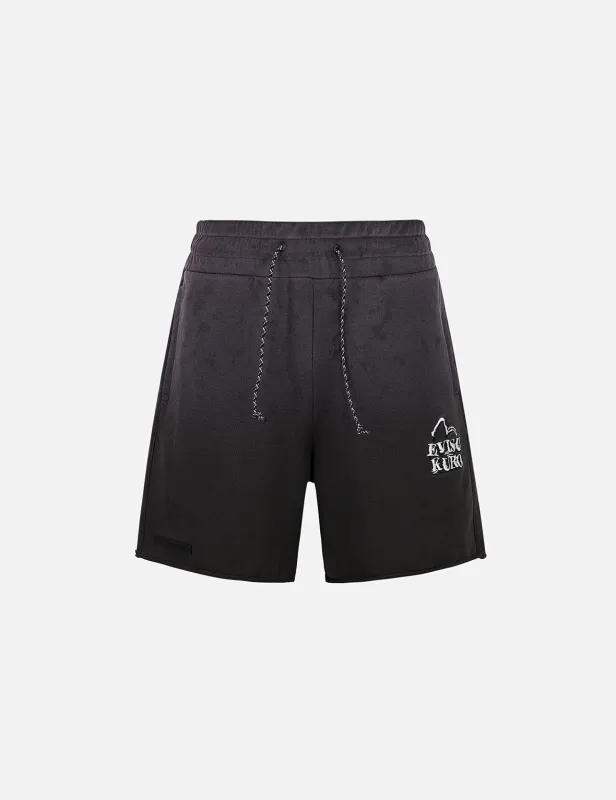 Seagull and Logo Embroidery Relax Fit Rock-Washed Sweatshorts sold by Evisu
