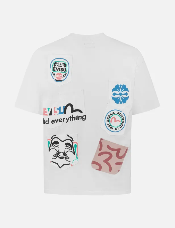 Multi-Pocket and Multi-Print Detail Relax Fit T-Shirt sold by Evisu