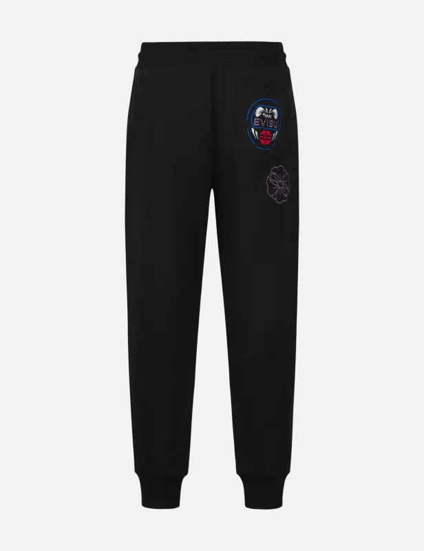 Kamon and Daruma Embroidery Pockets Regular Fit Sweatpants sold by Evisu