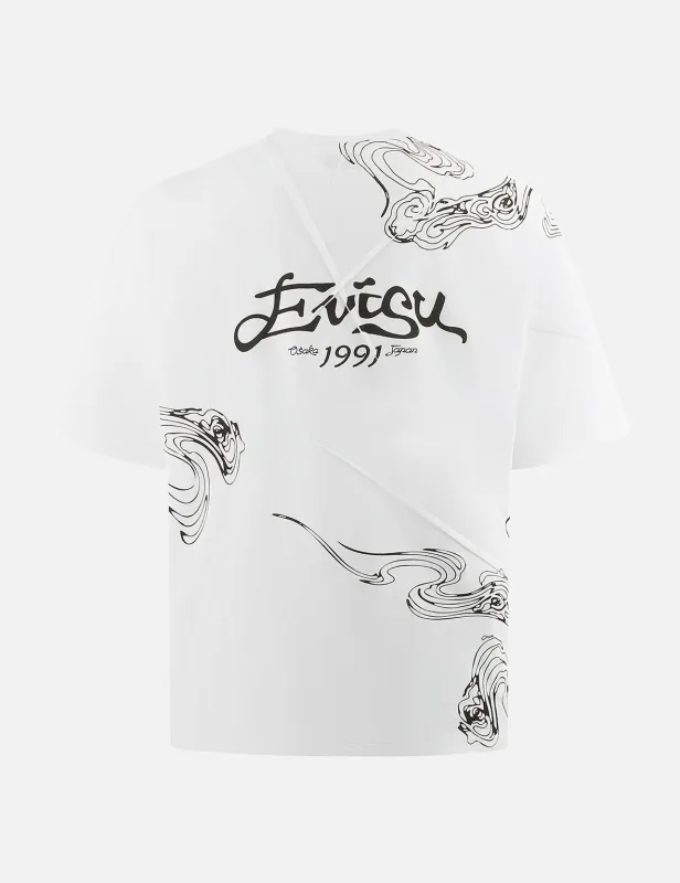 Auspicious Cloud and Logo Print Loose Fit T-Shirt sold by Evisu