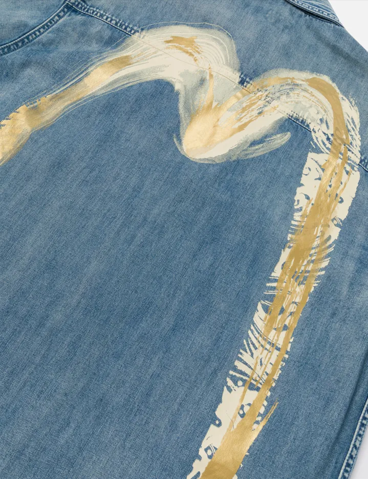 Artistic Brush Daicock Print Relax Fit Denim Short-Sleeves Shirt sold by Evisu product image thumbnail 5