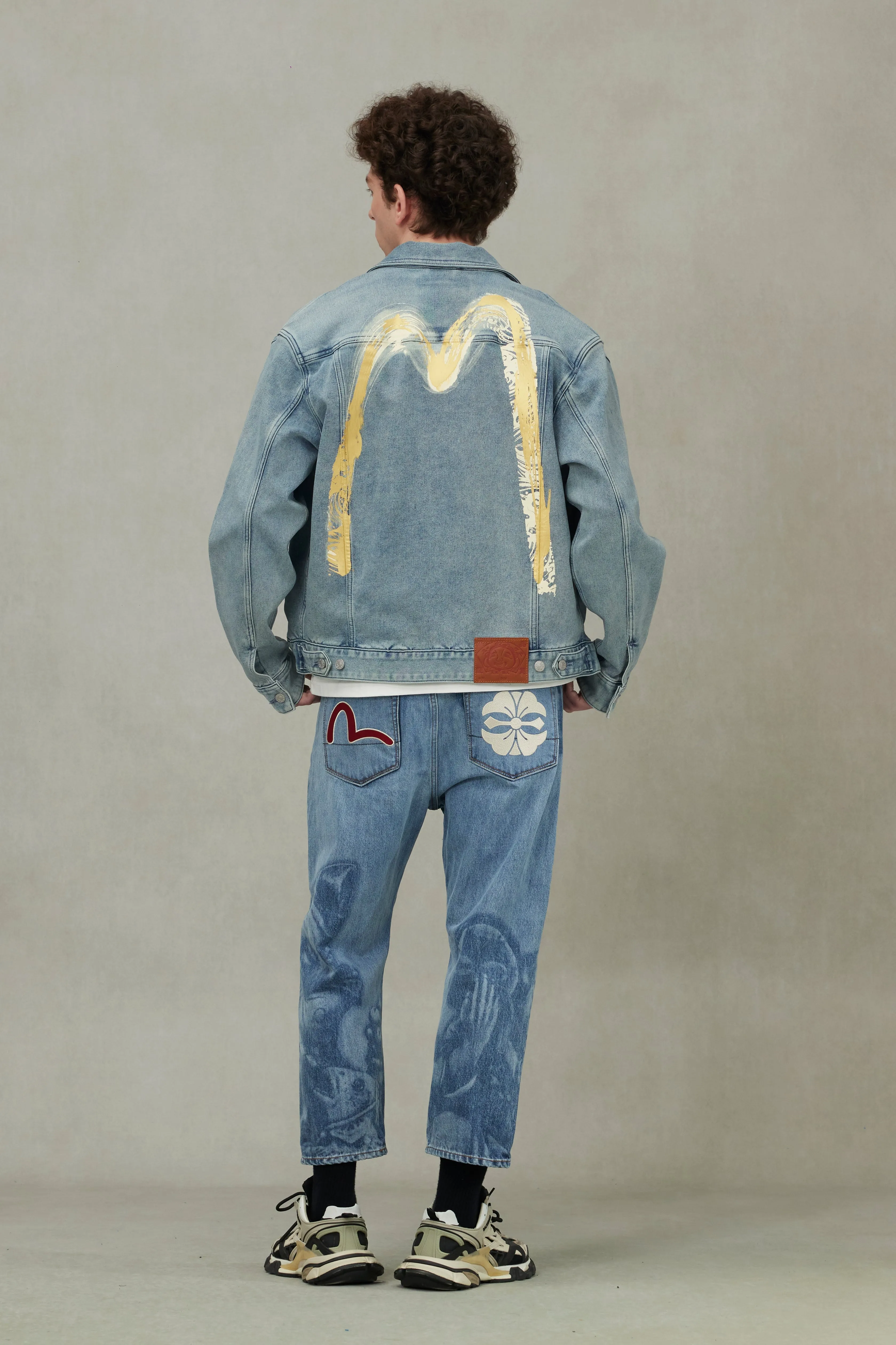 Artistic Brush Daicock Print Relax Fit Denim Jacket sold by Evisu product image thumbnail 4