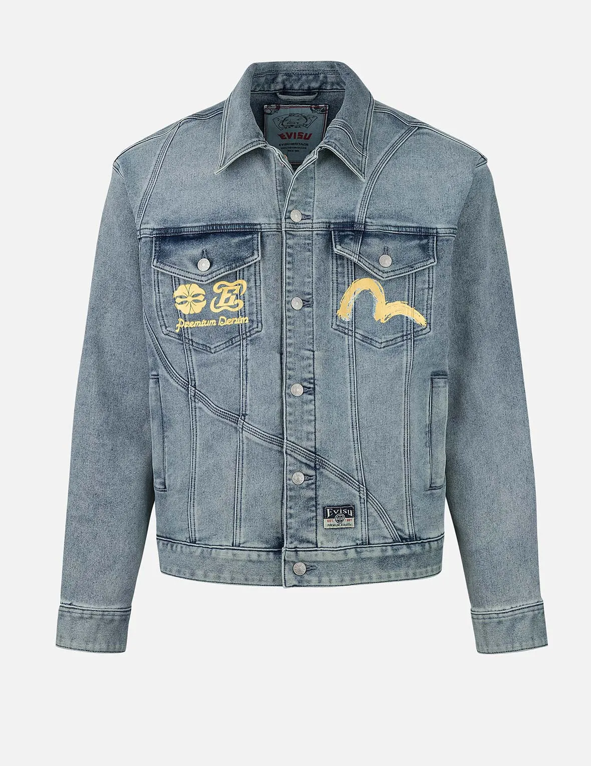 Artistic Brush Daicock Print Relax Fit Denim Jacket sold by Evisu product image thumbnail 2