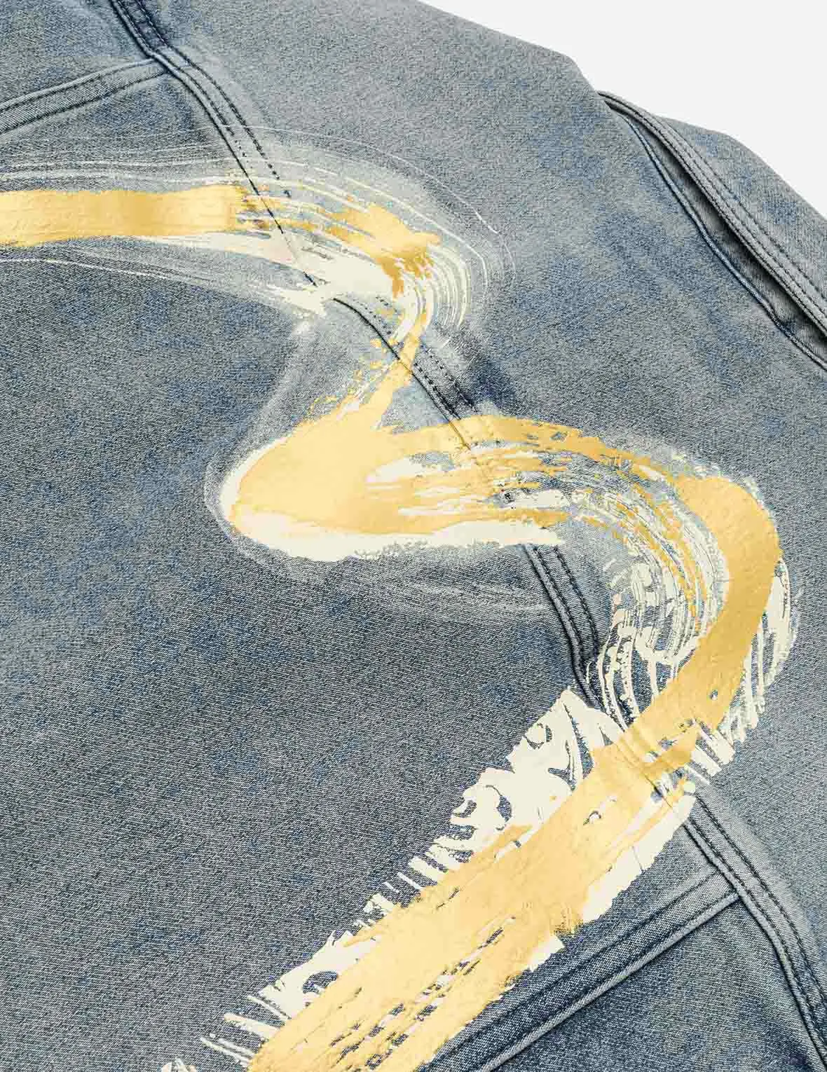 Artistic Brush Daicock Print Relax Fit Denim Jacket sold by Evisu product image thumbnail 5