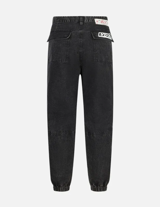 Seagull and Kamon Embroidery Straight Fit Woven Joggers sold by Evisu