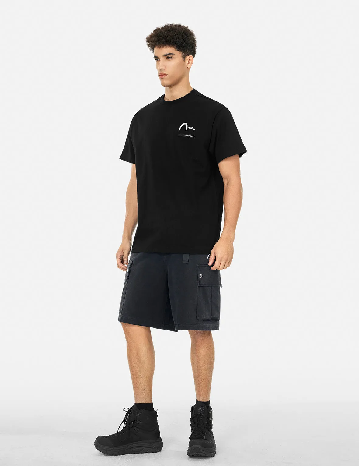 Metallic Logo and Slogan Print Regular Fit T-Shirt sold by Evisu product image thumbnail 3