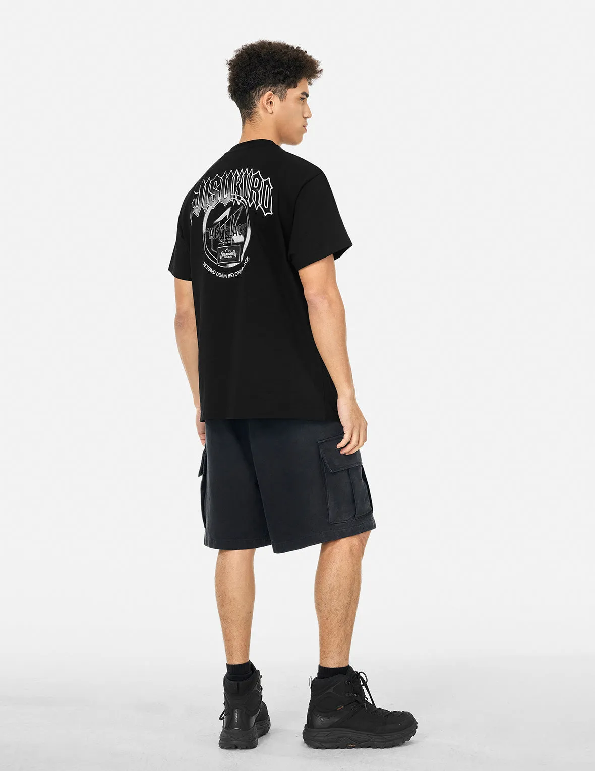 Metallic Logo and Slogan Print Regular Fit T-Shirt sold by Evisu product image thumbnail 4