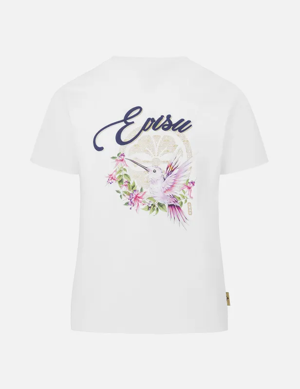 Hummingbird and Magnolia Print Regular Fit T-shirt sold by Evisu