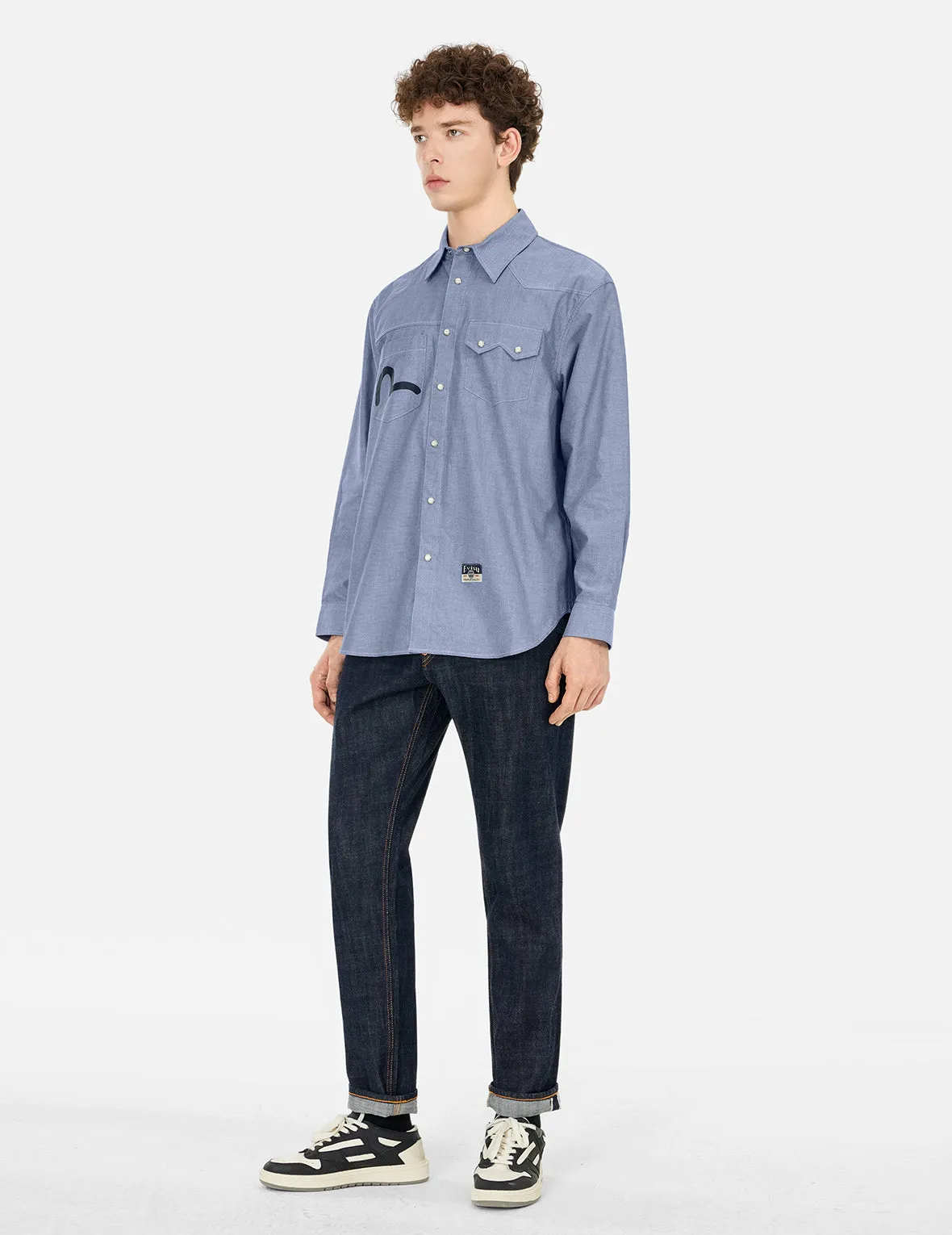 Half Kamon Embroidery and Print Relax Fit Shirt sold by Evisu product image thumbnail 3