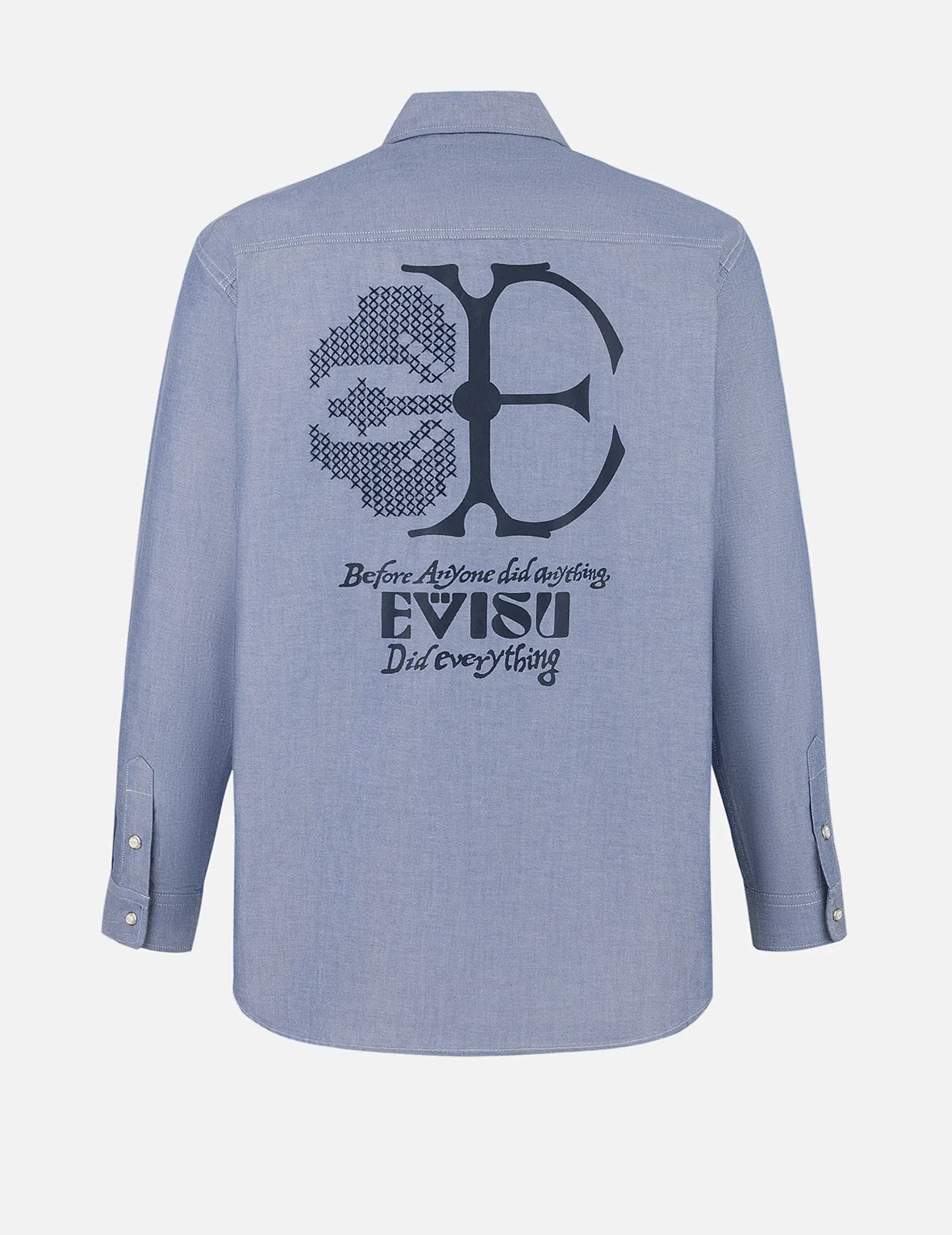 Half Kamon Embroidery and Print Relax Fit Shirt sold by Evisu