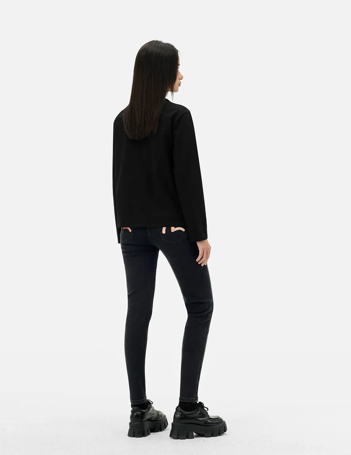 Brocade Inserted Seagull Skinny Jeans sold by Evisu product image thumbnail 4