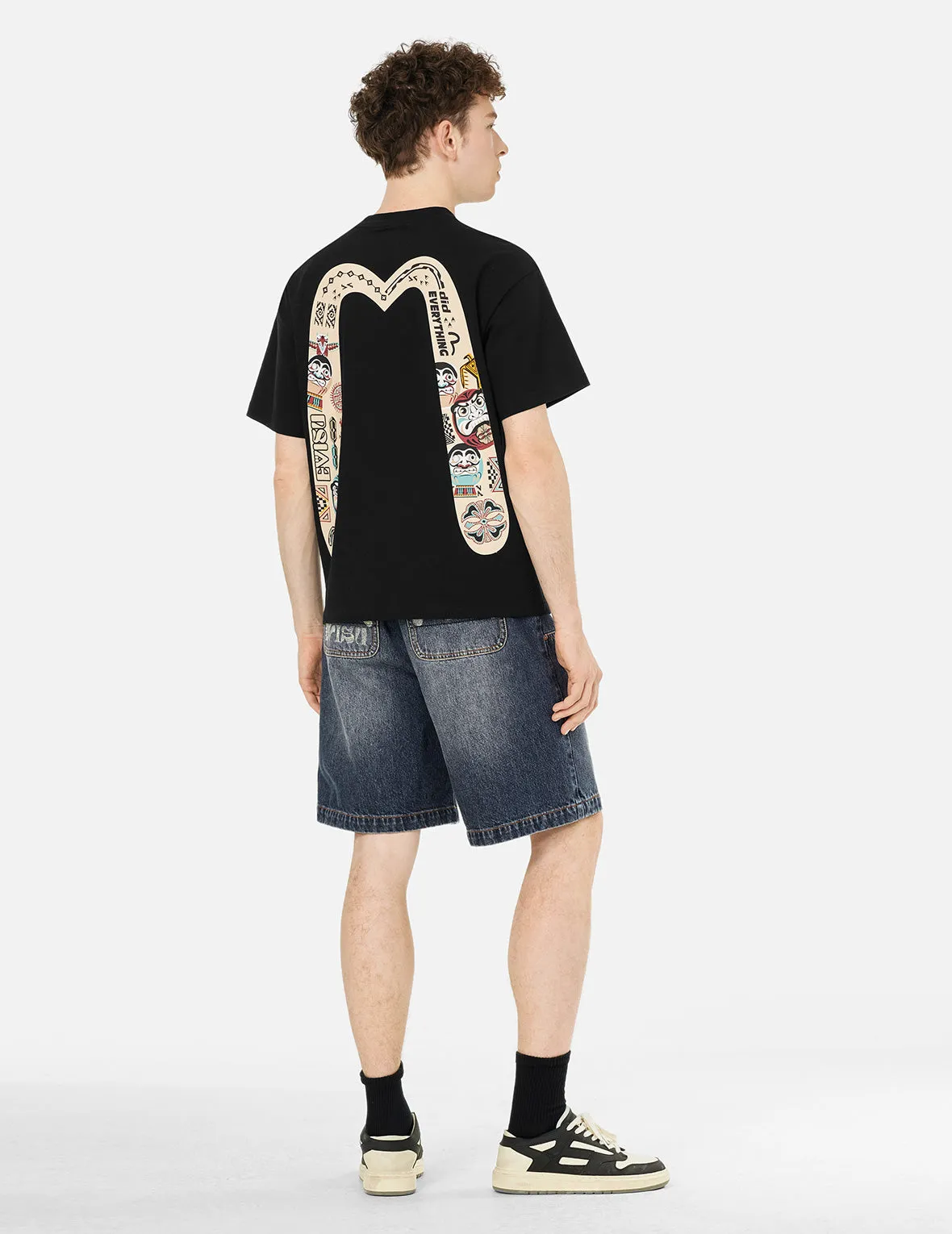 Seagull Print Pockets Oversized Worker Denim Shorts sold by Evisu product image thumbnail 4