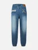 Seagull and Logo Print Loose Fit Denim Joggers sold by Evisu