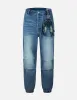 Seagull and Logo Print Loose Fit Denim Joggers sold by Evisu