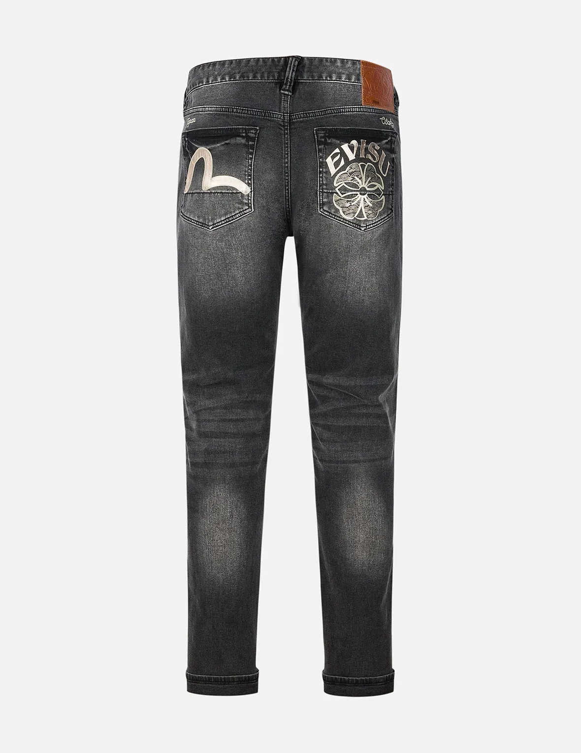 Seagull and Kamon Print Flex Skinny Denim Jeans #2028 sold by Evisu