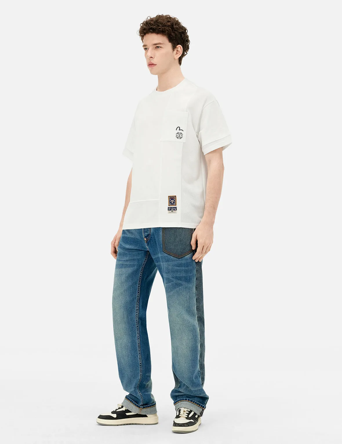 Multi-print and Fabric Blocking Relax Fit T-shirt sold by Evisu product image thumbnail 3