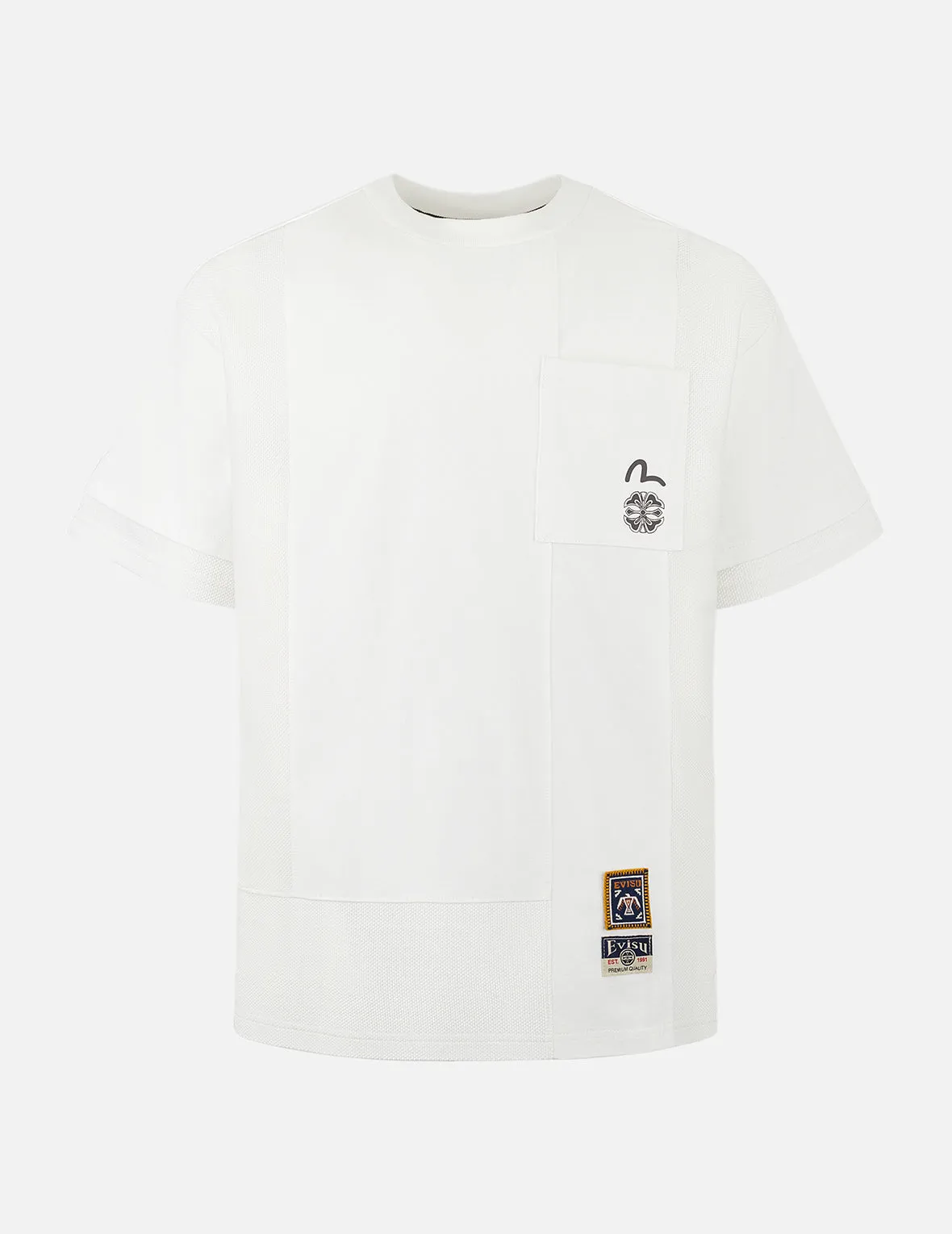 Multi-print and Fabric Blocking Relax Fit T-shirt sold by Evisu