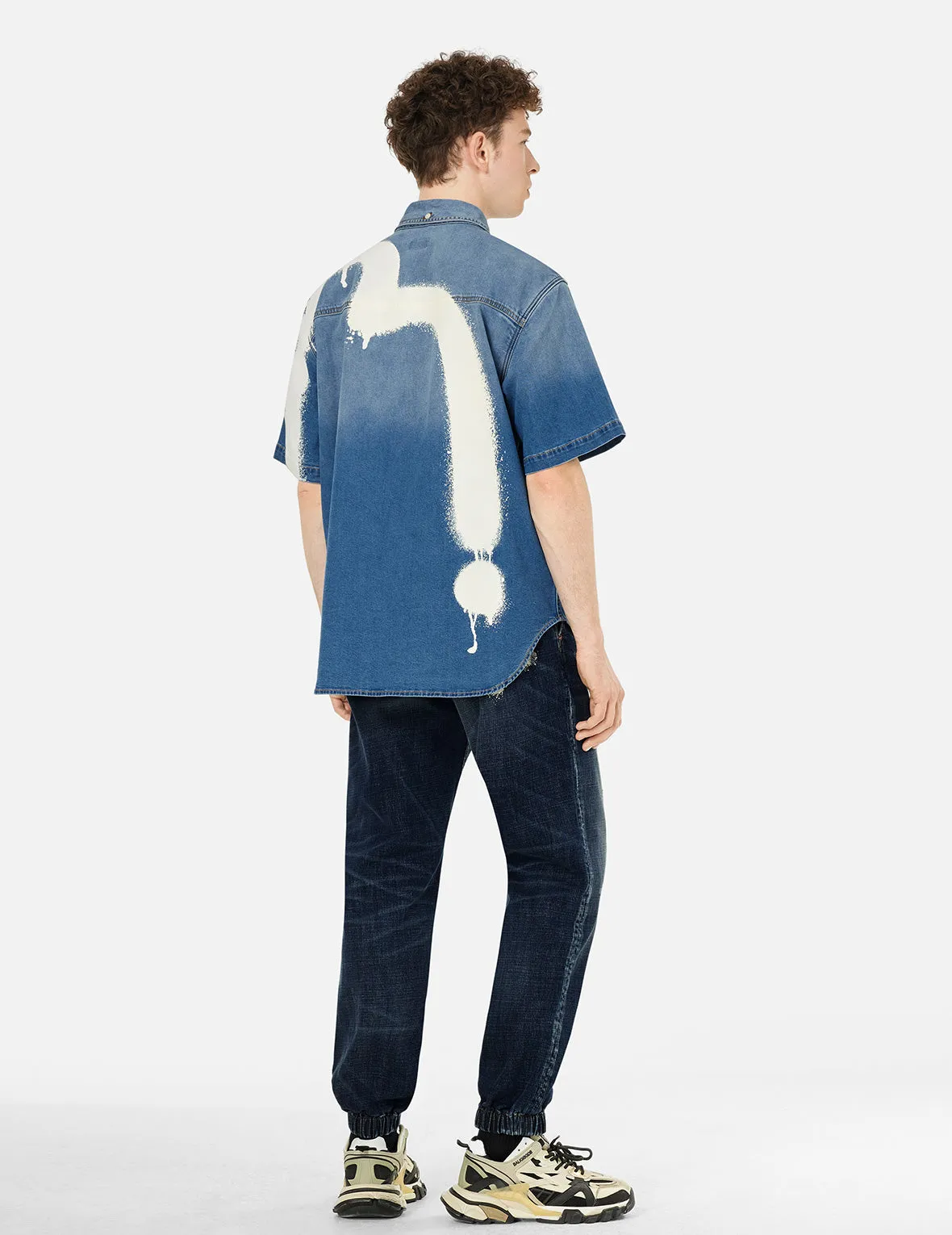 Graffiti-Style Seagull and Logo Print Straight Fit Denim Joggers sold by Evisu product image thumbnail 4
