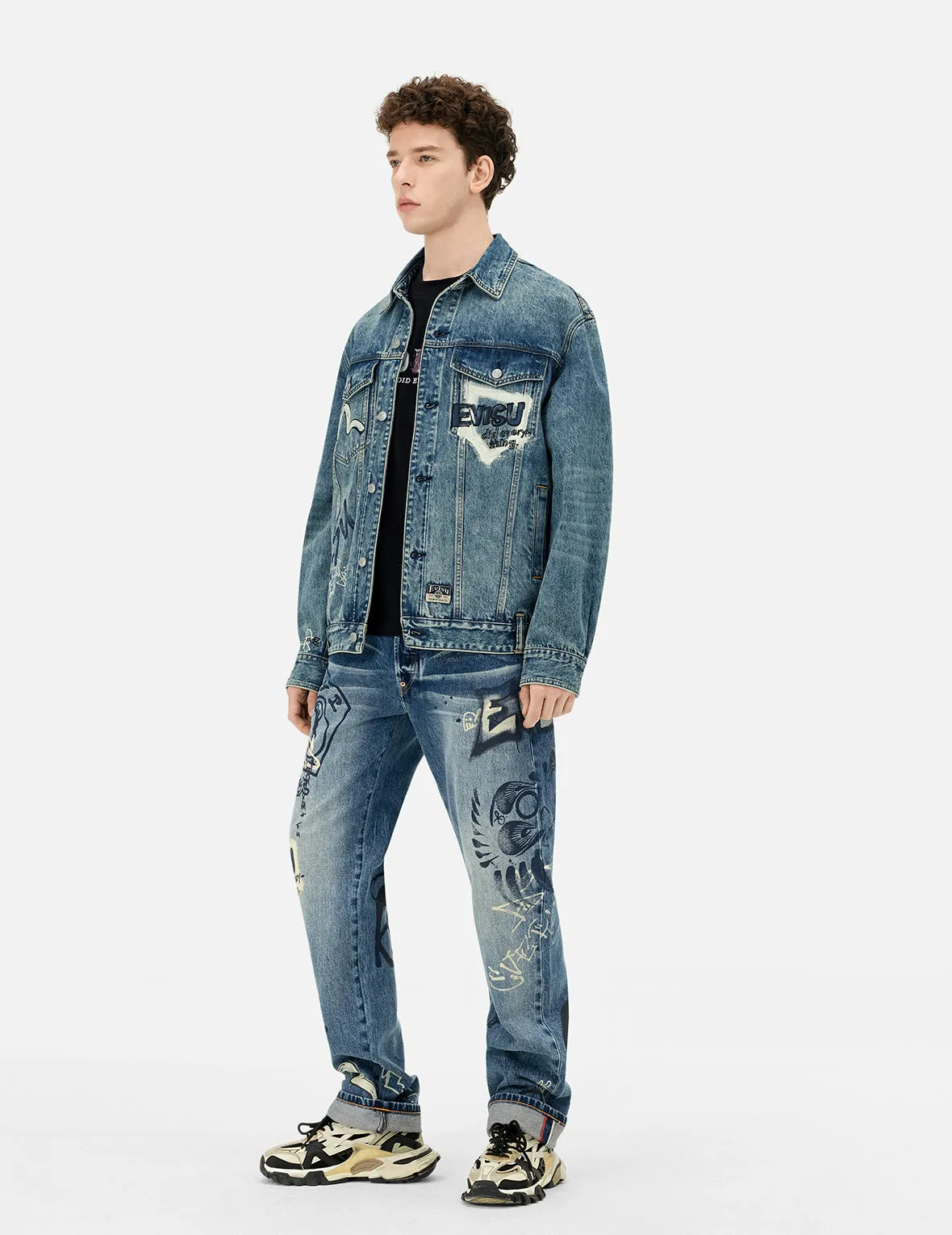 Graffiti Prints Regular Fit Denim Jacket sold by Evisu product image thumbnail 3