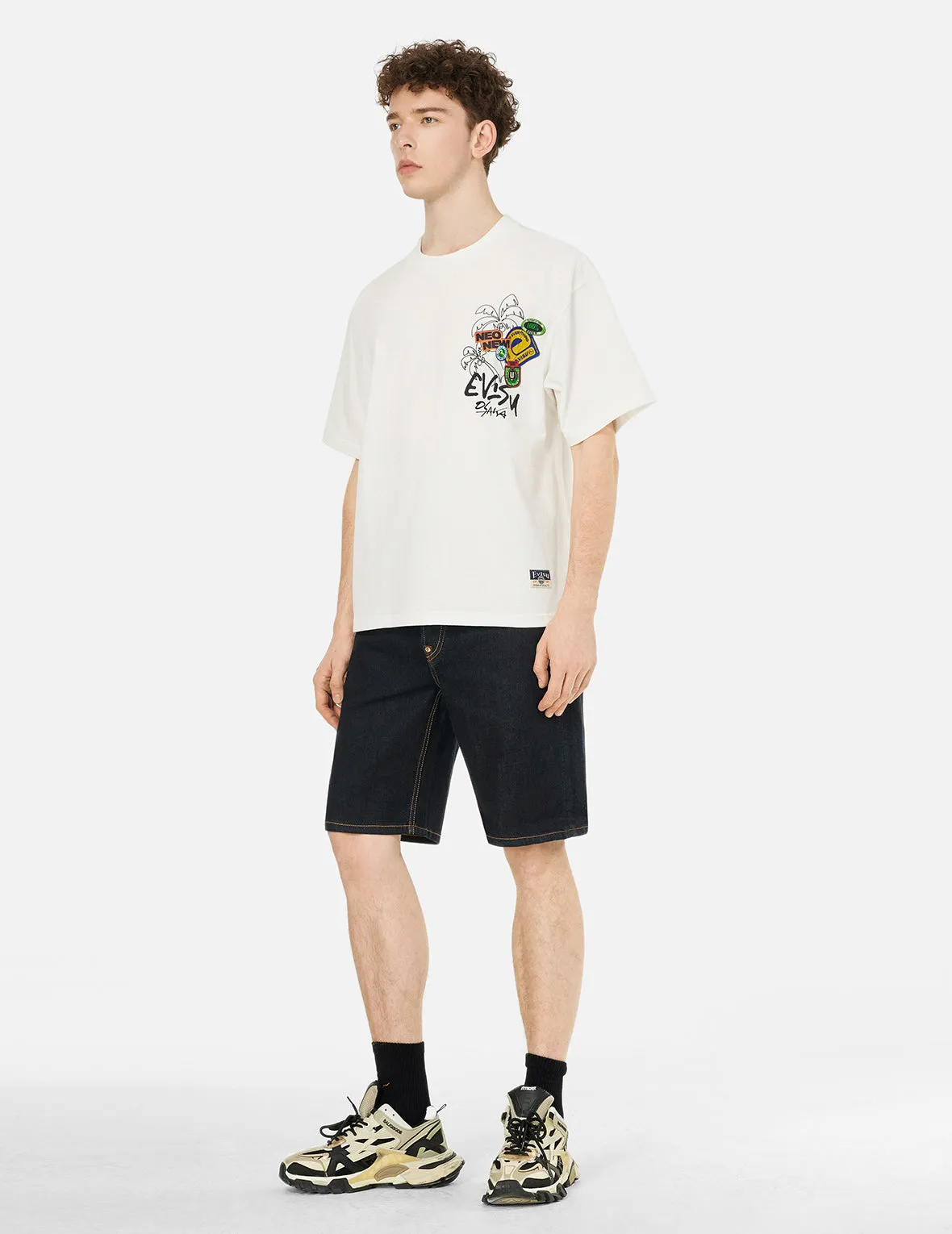 Graffiti Daicock Print Regular Fit Denim Shorts sold by Evisu product image thumbnail 3