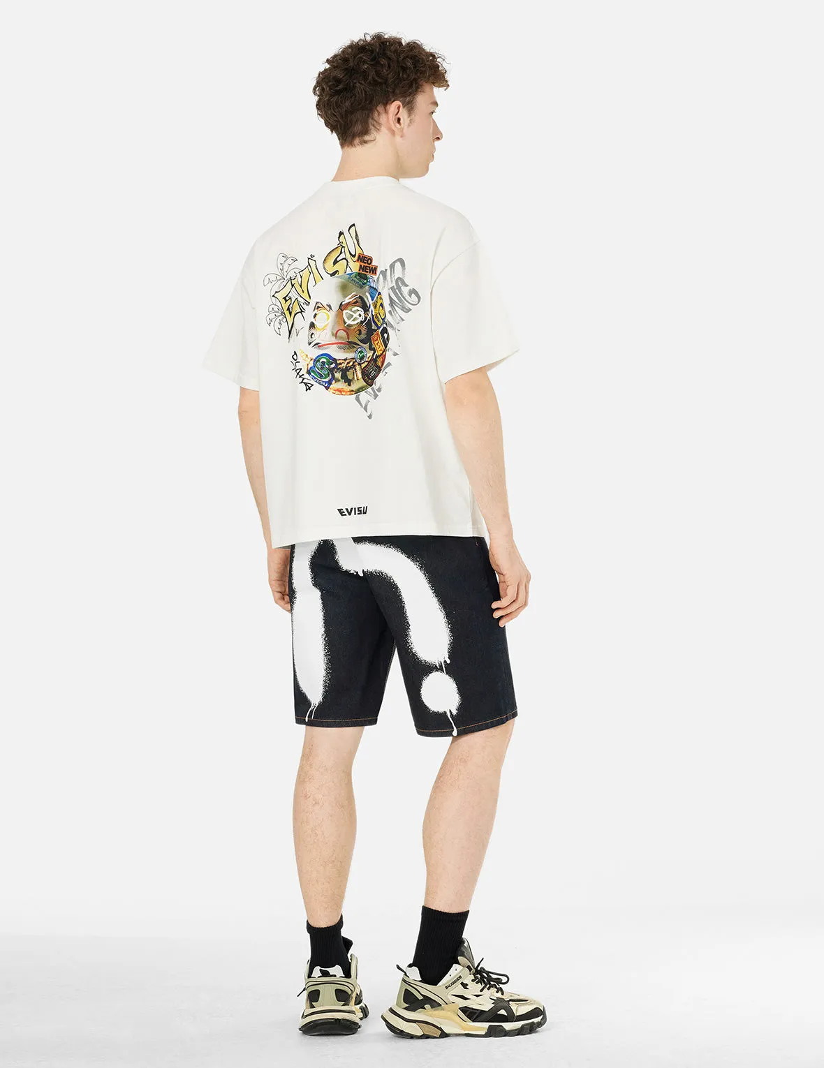 Graffiti Daicock Print Regular Fit Denim Shorts sold by Evisu product image thumbnail 4