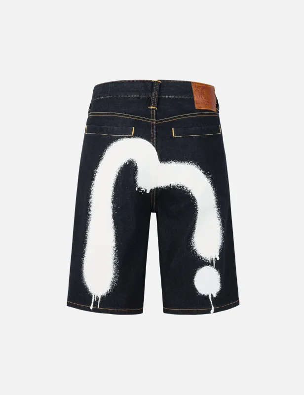 Graffiti Daicock Print Regular Fit Denim Shorts sold by Evisu
