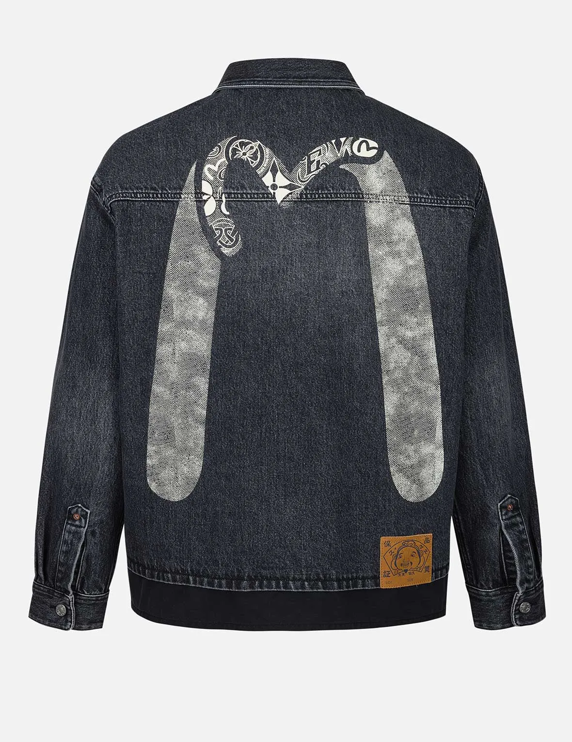 Daicock and Seagull Print Relax Fit 2-in-1 Denim Worker Shirt Jacket sold by Evisu