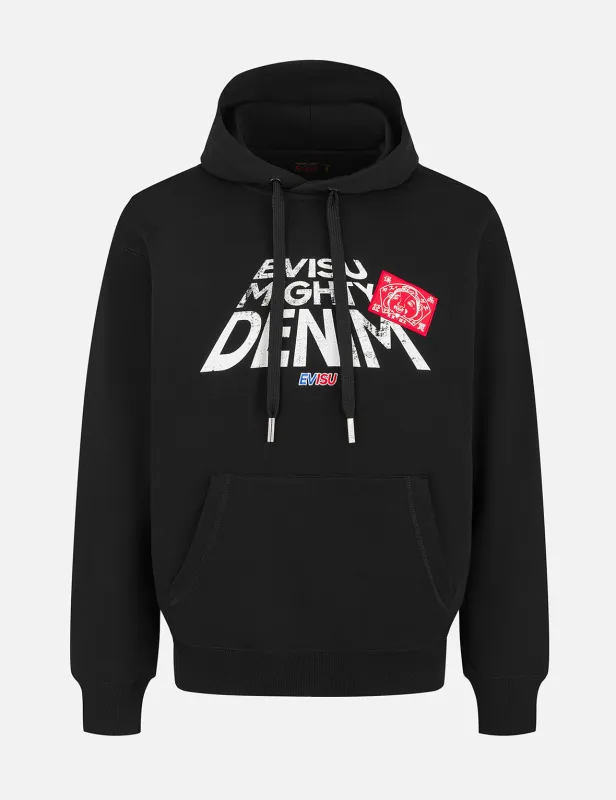 Slogan Print with Godhead Patch Embroidery Relax Fit Hoodie sold by Evisu