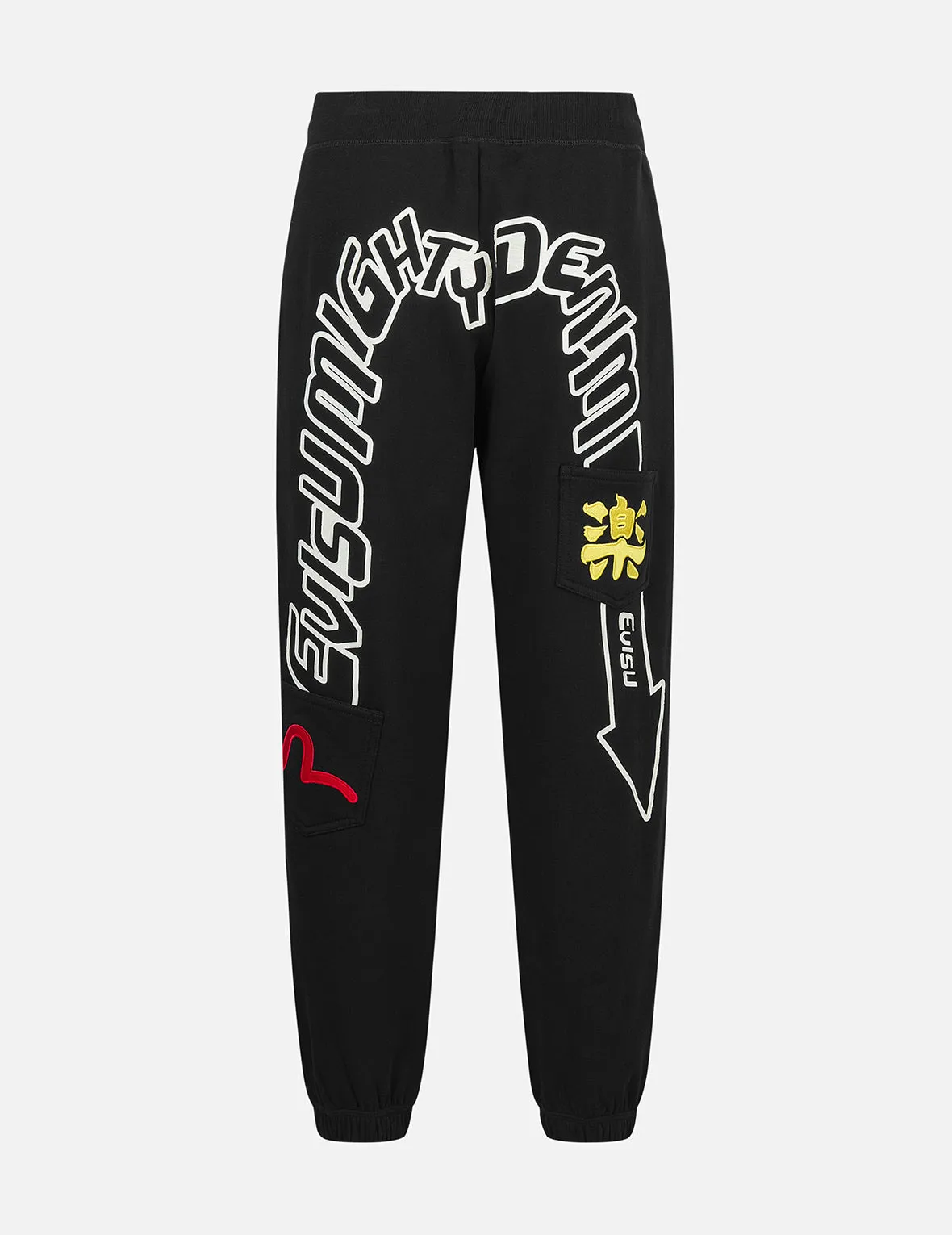 Slogan Daicock Print with Appliqué Pockets Loose Fit Sweatpants sold by Evisu