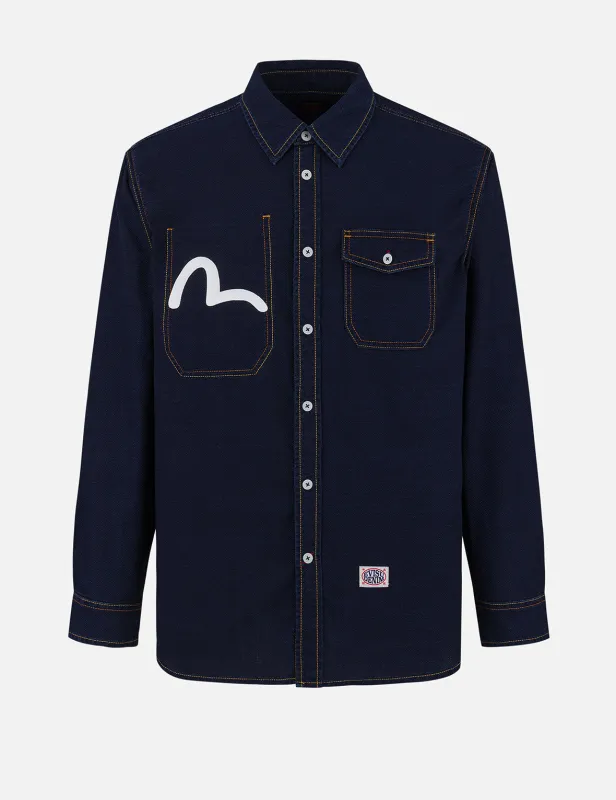 Seagull Print Regular Fit Denim Shirt sold by Evisu
