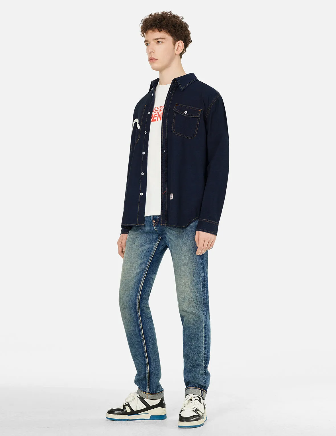 Seagull Print Regular Fit Denim Shirt sold by Evisu product image thumbnail 3