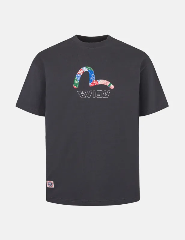 Seagull Print and Japanese Patch Logo Relax Fit T-shirt sold by Evisu